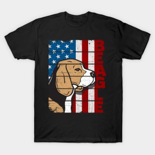 Beagle Dog American Flag T-Shirt